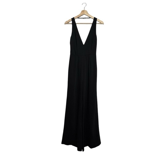 NWT REVOLVE BY THE WAY Carmela Deep V Wide Leg Backless Jumpsuit Black S - Picture 7 of 12